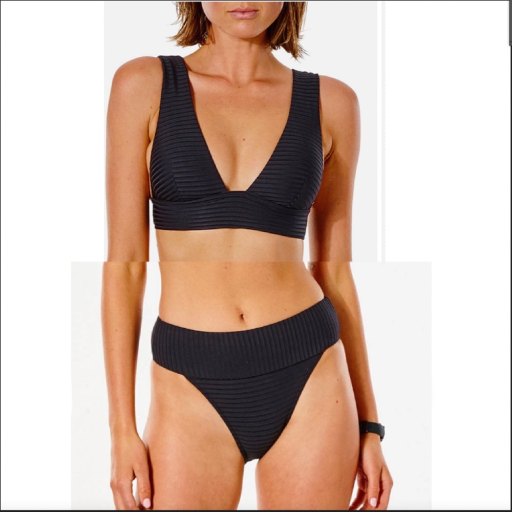 New Rip Curl Bikini set high waisted black Xsmall